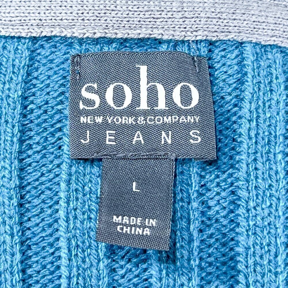 Women's New York & Company Sweater | Blue | Crew Neck | Large | Cable Knit - Picture 12 of 14